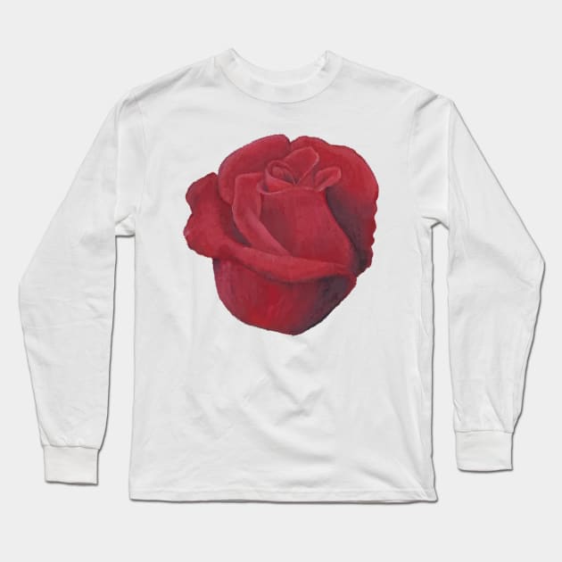 Red Rose Drawing Long Sleeve T-Shirt by ally1021